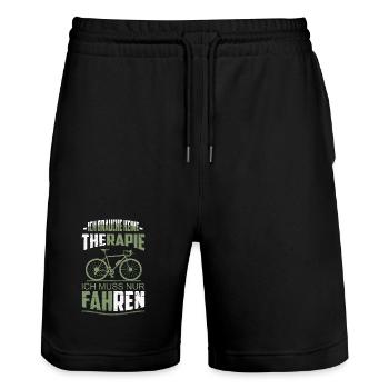 Ich brauche keine Therapie - Stanley/Stella Unisex Bio Joggingshorts Trainer  - Schwarz - Vorne - Nik (191cm) & Marisol (170cm)