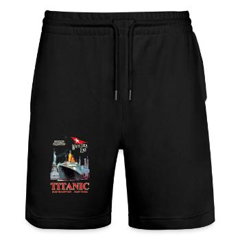TITANISCHE SCHÖPFUNG Louis RUNEMBERG © Adagp - Stanley/Stella Unisex Bio Joggingshorts Trainer  - Schwarz - Vorne - Nik (191cm) & Marisol (170cm)