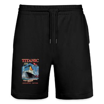 TITANIC SPIRIT creation Louis RUNEMBERG © Adagp - Stanley/Stella Trainer Unisex Organic Jogging Shorts - black - Front - Nik (191cm) & Marisol (170cm)