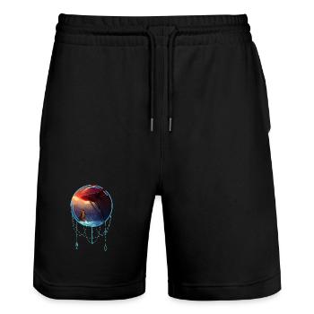 Tolle Qualle mit kleiner Meerjungfrau - Stanley/Stella Unisex Bio Joggingshorts Trainer  - Schwarz - Vorne - Nik (191cm) & Marisol (170cm)