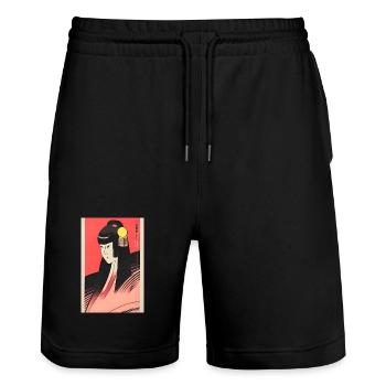 Geisha 10 - Stanley/Stella Unisex Bio Joggingshorts Trainer  - Schwarz - Vorne - Nik (191cm) & Marisol (170cm)