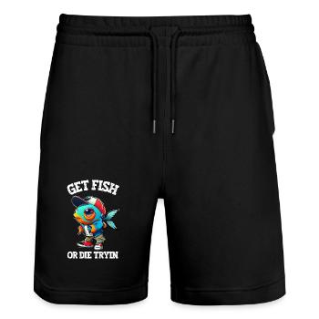 Get Fish or Die Tryin - Angelhumor - Stanley/Stella Unisex Bio Joggingshorts Trainer  - Schwarz - Vorne - Nik (191cm) & Marisol (170cm)