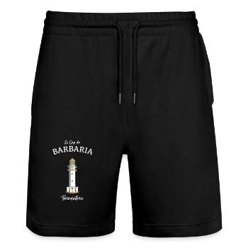 Formentera, Kultiger Leuchtturm Cap de Barbaria, - Stanley/Stella Unisex Bio Joggingshorts Trainer  - Schwarz - Vorne - Nik (191cm) & Marisol (170cm)
