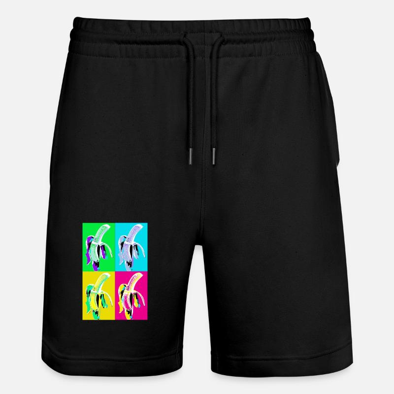Banane Pop Art Quadri Couleurs - Short de jogging bio TRAINER Stanley/Stella unisexe - noir