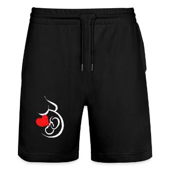 Grossesse Bébé Coeur Bébé Ventre Grossesse - Short de jogging bio TRAINER Stanley/Stella unisexe - noir - Devant - Nik (191cm) & Marisol (170cm)