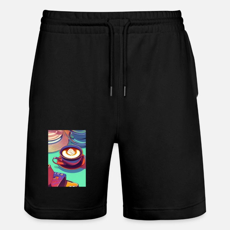 Kaffee, Kaffeebohnen - Stanley/Stella Unisex Bio Joggingshorts Trainer  - Schwarz