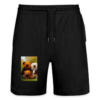 Teddybär - Stanley/Stella Unisex Bio Joggingshorts Trainer  - Schwarz - Vorne - Nik (191cm) & Marisol (170cm)