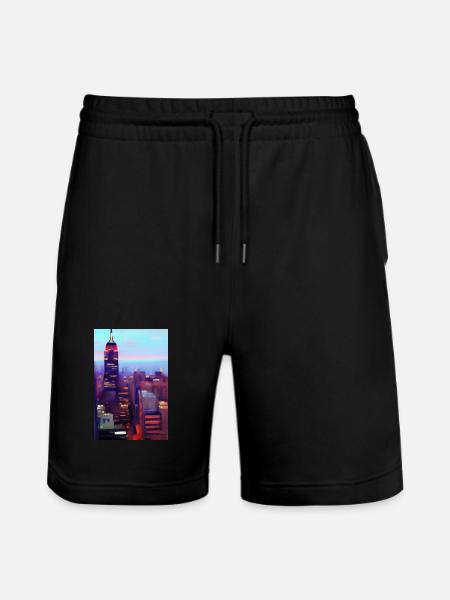 New York City Skyline - Stanley/Stella Trainer Unisex Organic Jogging Shorts - black