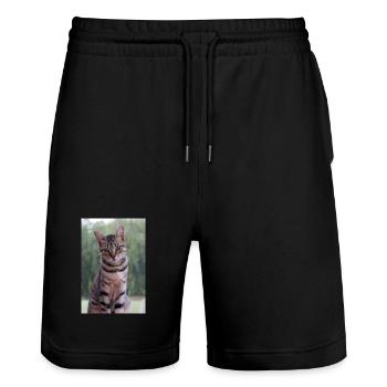 Katze Kätzchen - Stanley/Stella Unisex Bio Joggingshorts Trainer  - Schwarz - Vorne - Nik (191cm) & Marisol (170cm)
