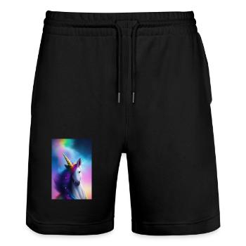 Einhorn - Stanley/Stella Unisex Bio Joggingshorts Trainer  - Schwarz - Vorne - Nik (191cm) & Marisol (170cm)