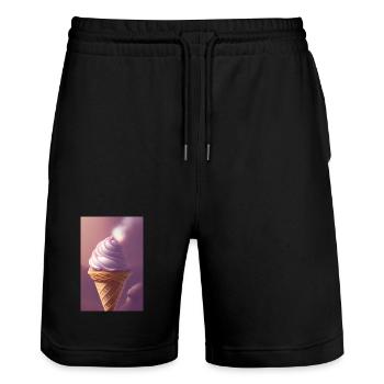 Eiscreme - Stanley/Stella Unisex Bio Joggingshorts Trainer  - Schwarz - Vorne - Nik (191cm) & Marisol (170cm)