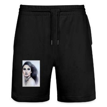 Woman with jewelry - Stanley/Stella Trainer Unisex Organic Jogging Shorts - black - Front - Nik (191cm) & Marisol (170cm)