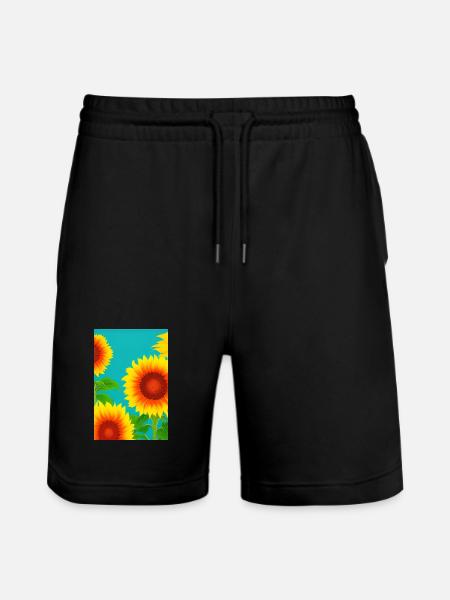 Sunflowers - Stanley/Stella Trainer Unisex Organic Jogging Shorts - black