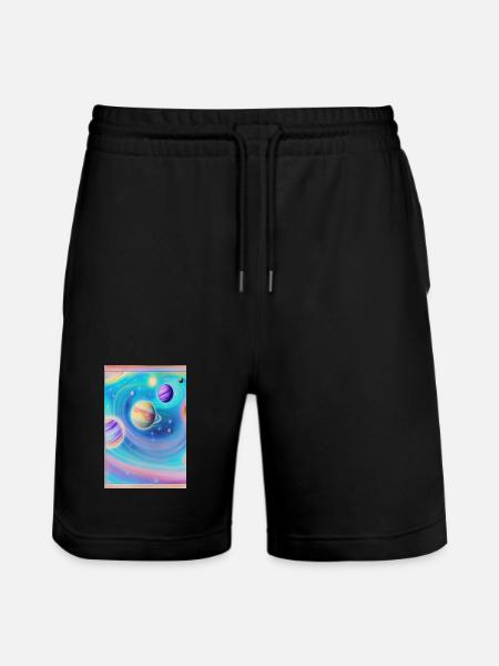 Space and planets - Stanley/Stella Trainer Unisex Organic Jogging Shorts - black
