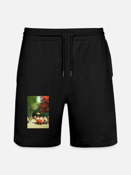 Outdoor Asian Cafe - Stanley/Stella Trainer Unisex Organic Jogging Shorts - black