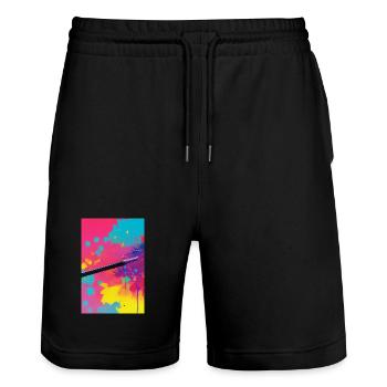 Art abstrait - Short de jogging bio TRAINER Stanley/Stella unisexe - noir - Devant - Nik (191cm) & Marisol (170cm)