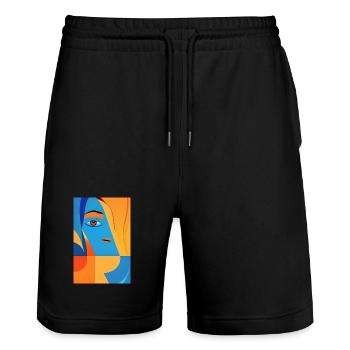 Art abstrait - Short de jogging bio TRAINER Stanley/Stella unisexe - noir - Devant - Nik (191cm) & Marisol (170cm)