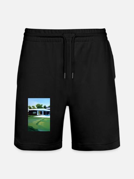 White villa with pool - Stanley/Stella Trainer Unisex Organic Jogging Shorts - black