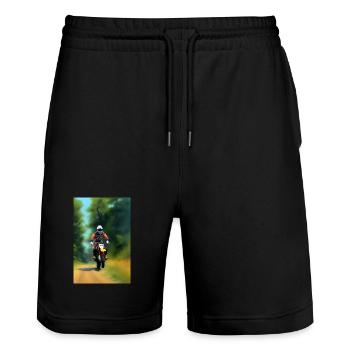 Motocross Riding - Stanley/Stella Trainer Unisex Organic Jogging Shorts - black - Front - Nik (191cm) & Marisol (170cm)