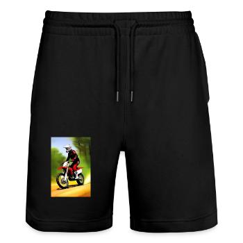 Motocross Riding - Stanley/Stella Trainer Unisex Organic Jogging Shorts - black - Front - Nik (191cm) & Marisol (170cm)