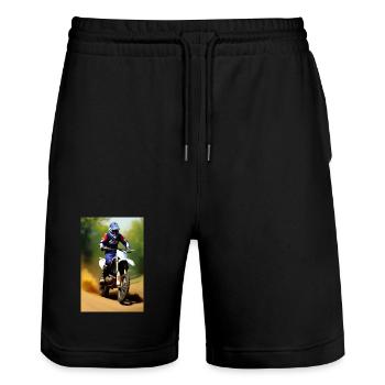 Motocross Riding - Stanley/Stella Trainer Unisex Organic Jogging Shorts - black - Front - Nik (191cm) & Marisol (170cm)