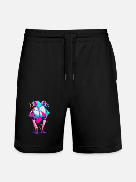 Anime Aesthetics Headphones Twins - Stanley/Stella Unisex Bio Joggingshorts Trainer  - Schwarz