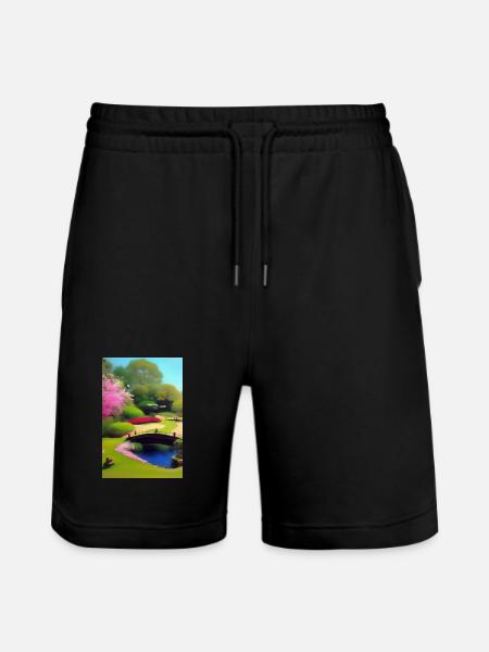 Chinese Zen Garden - Stanley/Stella Trainer Unisex Organic Jogging Shorts - black