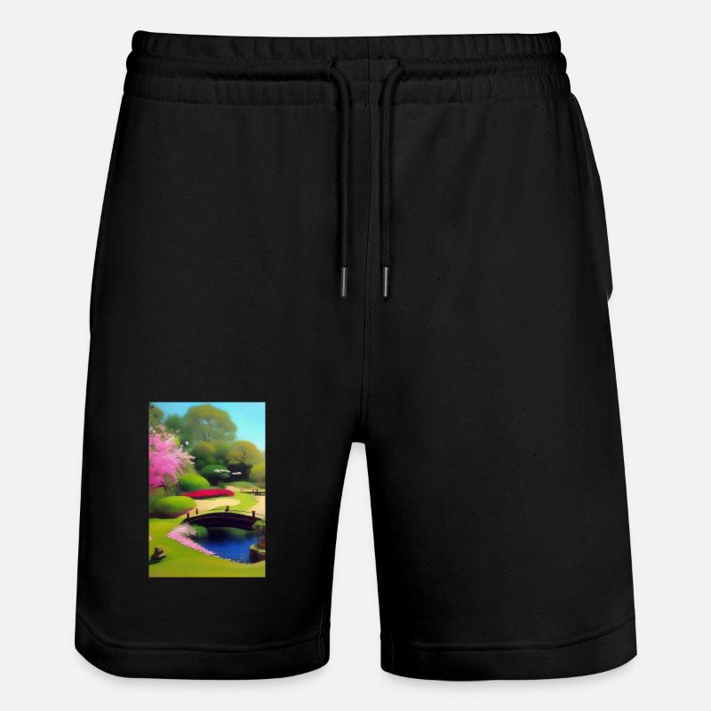 Chinesischer Zen Garten - Stanley/Stella Unisex Bio Joggingshorts Trainer  - Schwarz
