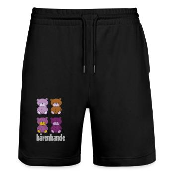 bärenbande - Stanley/Stella Unisex Bio Joggingshorts Trainer  - Schwarz - Vorne - Nik (191cm) & Marisol (170cm)