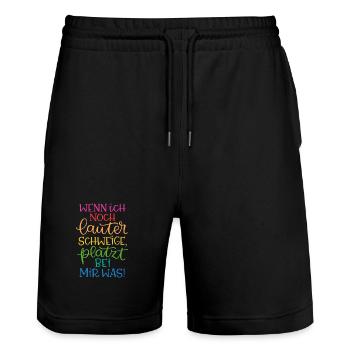 Lauter Schweigen Regenbogen - Stanley/Stella Unisex Bio Joggingshorts Trainer  - Schwarz - Vorne - Nik (191cm) & Marisol (170cm)