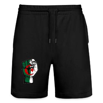 Algerien Flagge Faust Hand Symbol used - Stanley/Stella Unisex Bio Joggingshorts Trainer  - Schwarz - Vorne - Nik (191cm) & Marisol (170cm)
