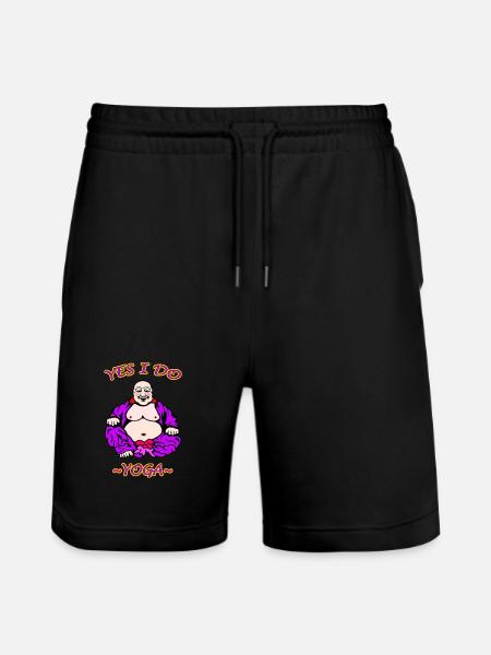 Humorous Yoga Illustration - Stanley/Stella Trainer Unisex Organic Jogging Shorts - black