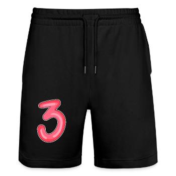 3 - Drei - Stanley/Stella Unisex Bio Joggingshorts Trainer  - Schwarz - Vorne - Nik (191cm) & Marisol (170cm)
