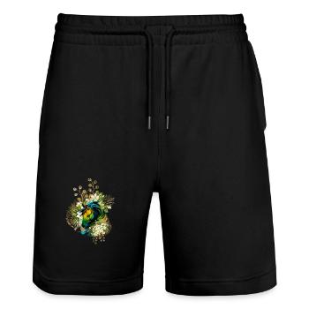 Wunderschönes buntes Pferd mit Blumen, - Stanley/Stella Unisex Bio Joggingshorts Trainer  - Schwarz - Vorne - Nik (191cm) & Marisol (170cm)