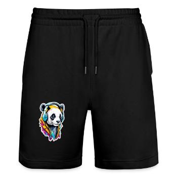 Panda - Stanley/Stella Trainer Unisex Organic Jogging Shorts - black - Front - Nik (191cm) & Marisol (170cm)