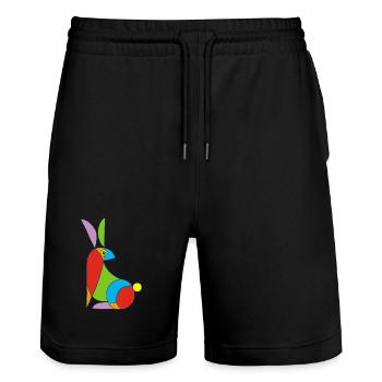 Lustiger Hase - Stanley/Stella Unisex Bio Joggingshorts Trainer  - Schwarz - Vorne - Nik (191cm) & Marisol (170cm)