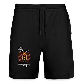 Ampel muss weg Kritik - Stanley/Stella Unisex Bio Joggingshorts Trainer  - Schwarz - Vorne - Nik (191cm) & Marisol (170cm)