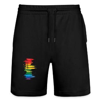 Subtil et cool Dripping Pride drapeau arc en ciel Design - Short de jogging bio TRAINER Stanley/Stella unisexe - noir - Devant - Nik (191cm) & Marisol (170cm)