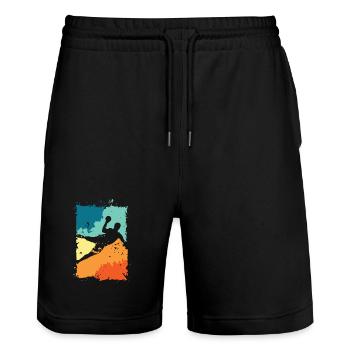 vintage Handball Farben retro Handballer Symbol - Stanley/Stella Unisex Bio Joggingshorts Trainer  - Schwarz - Vorne - Nik (191cm) & Marisol (170cm)