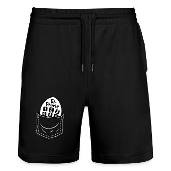 ei phone Ostern Brusttasche Eier Osterhase lustig - Stanley/Stella Unisex Bio Joggingshorts Trainer  - Schwarz - Vorne - Nik (191cm) & Marisol (170cm)