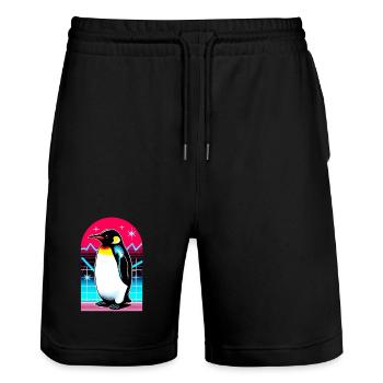 Pinguin - Stanley/Stella Unisex Bio Joggingshorts Trainer  - Schwarz - Vorne - Nik (191cm) & Marisol (170cm)