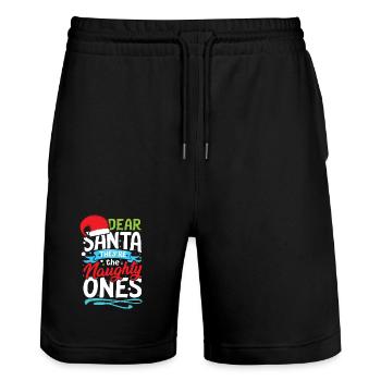 Dear santa they re the naughty ones - Stanley/Stella Unisex Bio Joggingshorts Trainer  - Schwarz - Vorne - Nik (191cm) & Marisol (170cm)