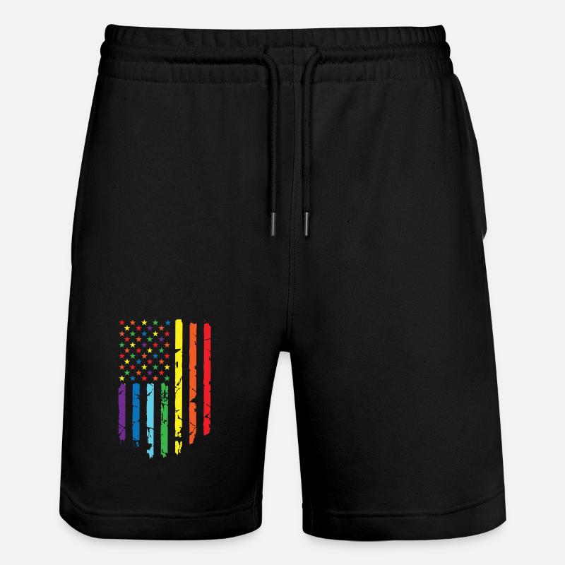 Drapeau arc-en-ciel avec motif étoile - Short de jogging bio TRAINER Stanley/Stella unisexe - noir