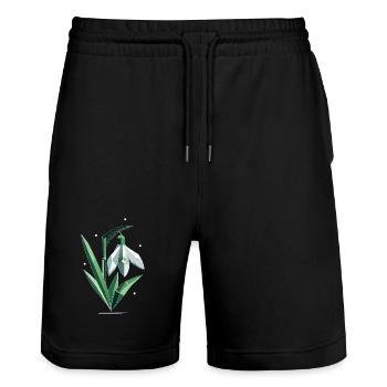 Délicate illustration polygonale de perce-neige - Short de jogging bio TRAINER Stanley/Stella unisexe - noir - Devant - Nik (191cm) & Marisol (170cm)