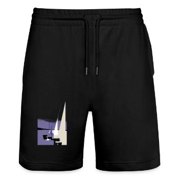 Sailboats in the evening harbour - Stanley/Stella Trainer Unisex Organic Jogging Shorts - black - Front - Nik (191cm) & Marisol (170cm)