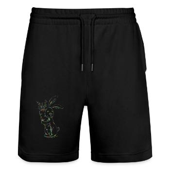 Bunter Neonhase mit Karotten - Stanley/Stella Unisex Bio Joggingshorts Trainer  - Schwarz - Vorne - Nik (191cm) & Marisol (170cm)