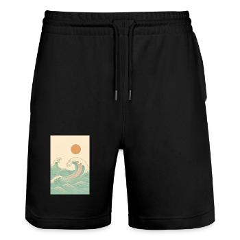Ein sommerliches Bild am Meer - Stanley/Stella Unisex Bio Joggingshorts Trainer  - Schwarz - Vorne - Nik (191cm) & Marisol (170cm)