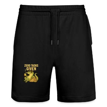 Zero Tasks Given – Gecko Edition - Stanley/Stella Unisex Bio Joggingshorts Trainer  - Schwarz - Vorne - Nik (191cm) & Marisol (170cm)