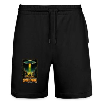 Space Pork - Stanley/Stella Unisex Bio Joggingshorts Trainer  - Schwarz - Vorne - Nik (191cm) & Marisol (170cm)