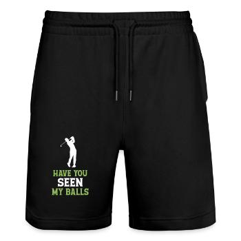 Golf - Avez-vous vu mes balles - Short de jogging bio TRAINER Stanley/Stella unisexe - noir - Devant - Nik (191cm) & Marisol (170cm)